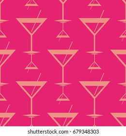 Seamless pattern background with alcohol cocktail drinks of martini, margarita, tequila or vodka.