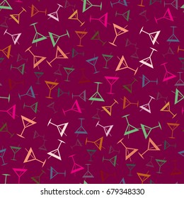 Seamless pattern background with alcohol cocktail drinks of martini, margarita, tequila or vodka.