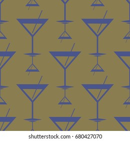 Seamless pattern background with alcohol cocktail drinks of martini, margarita, tequila or vodka.