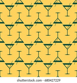 Seamless pattern background with alcohol cocktail drinks of martini, margarita, tequila or vodka.