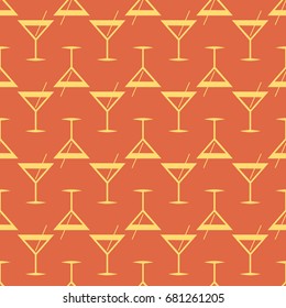 Seamless pattern background with alcohol cocktail drinks of martini, margarita, tequila or vodka.