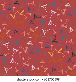 Seamless pattern background with alcohol cocktail drinks of martini, margarita, tequila or vodka.