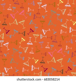 Seamless pattern background with alcohol cocktail drinks of martini, margarita, tequila or vodka.