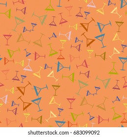Seamless pattern background with alcohol cocktail drinks of martini, margarita, tequila or vodka.
