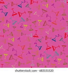 Seamless pattern background with alcohol cocktail drinks of martini, margarita, tequila or vodka.