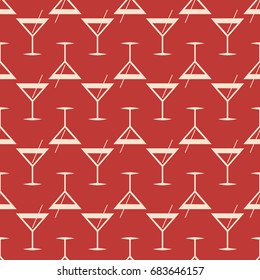 Seamless pattern background with alcohol cocktail drinks of martini, margarita, tequila or vodka.