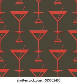 Seamless pattern background with alcohol cocktail drinks of martini, margarita, tequila or vodka.