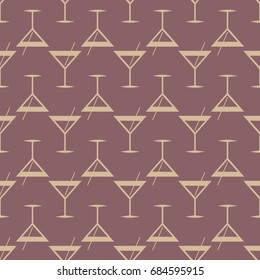 Seamless pattern background with alcohol cocktail drinks of martini, margarita, tequila or vodka.