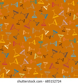 Seamless pattern background with alcohol cocktail drinks of martini, margarita, tequila or vodka.