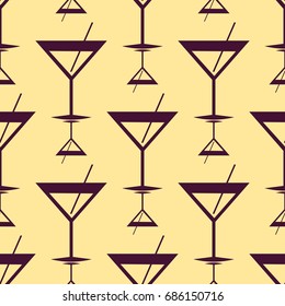Seamless pattern background with alcohol cocktail drinks of martini, margarita, tequila or vodka.