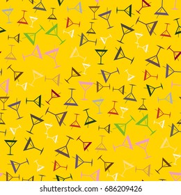 Seamless pattern background with alcohol cocktail drinks of martini, margarita, tequila or vodka.
