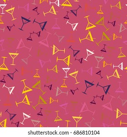 Seamless pattern background with alcohol cocktail drinks of martini, margarita, tequila or vodka.