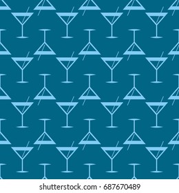 Seamless pattern background with alcohol cocktail drinks of martini, margarita, tequila or vodka.