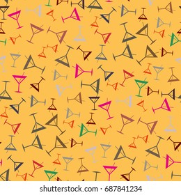 Seamless pattern background with alcohol cocktail drinks of martini, margarita, tequila or vodka.