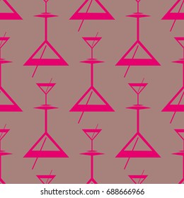 Seamless pattern background with alcohol cocktail drinks of martini, margarita, tequila or vodka.