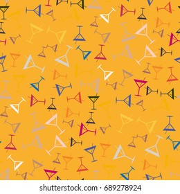 Seamless pattern background with alcohol cocktail drinks of martini, margarita, tequila or vodka.