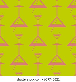 Seamless pattern background with alcohol cocktail drinks of martini, margarita, tequila or vodka.