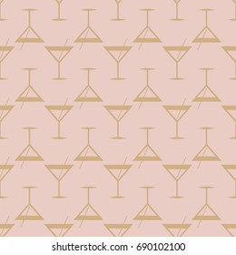 Seamless pattern background with alcohol cocktail drinks of martini, margarita, tequila or vodka.