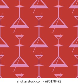 Seamless pattern background with alcohol cocktail drinks of martini, margarita, tequila or vodka.