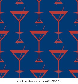 Seamless pattern background with alcohol cocktail drinks of martini, margarita, tequila or vodka.