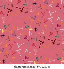 Seamless pattern background with alcohol cocktail drinks of martini, margarita, tequila or vodka.