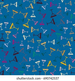 Seamless pattern background with alcohol cocktail drinks of martini, margarita, tequila or vodka.