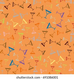 Seamless pattern background with alcohol cocktail drinks of martini, margarita, tequila or vodka.
