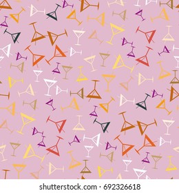 Seamless pattern background with alcohol cocktail drinks of martini, margarita, tequila or vodka.