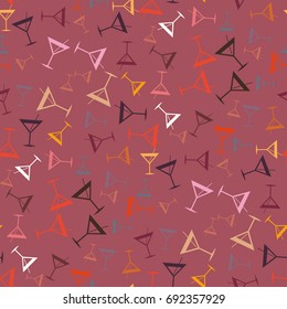 Seamless pattern background with alcohol cocktail drinks of martini, margarita, tequila or vodka.