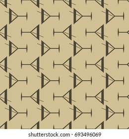 Seamless pattern background with alcohol cocktail drinks of martini, margarita, tequila or vodka.