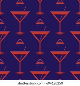 Seamless pattern background with alcohol cocktail drinks of martini, margarita, tequila or vodka.
