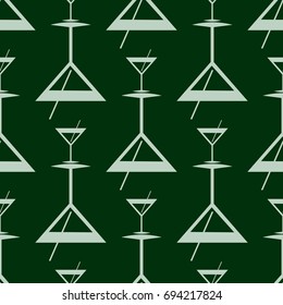 Seamless pattern background with alcohol cocktail drinks of martini, margarita, tequila or vodka.