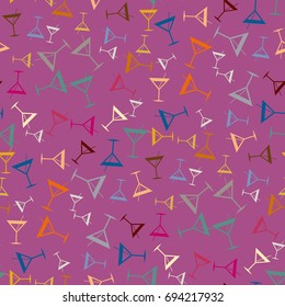 Seamless pattern background with alcohol cocktail drinks of martini, margarita, tequila or vodka.