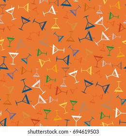 Seamless pattern background with alcohol cocktail drinks of martini, margarita, tequila or vodka.