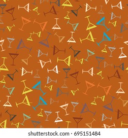 Seamless pattern background with alcohol cocktail drinks of martini, margarita, tequila or vodka.