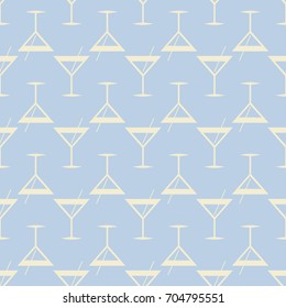 Seamless pattern background with alcohol cocktail drinks of martini, margarita, tequila or vodka.