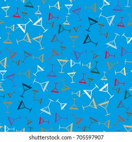Seamless pattern background with alcohol cocktail drinks of martini, margarita, tequila or vodka.