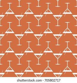 Seamless pattern background with alcohol cocktail drinks of martini, margarita, tequila or vodka.