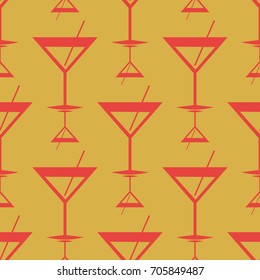 Seamless pattern background with alcohol cocktail drinks of martini, margarita, tequila or vodka.