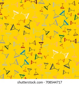 Seamless pattern background with alcohol cocktail drinks of martini, margarita, tequila or vodka.