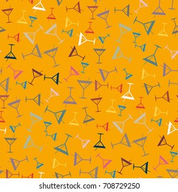 Seamless pattern background with alcohol cocktail drinks of martini, margarita, tequila or vodka.