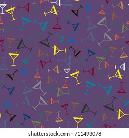 Seamless pattern background with alcohol cocktail drinks of martini, margarita, tequila or vodka.