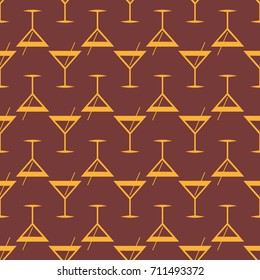 Seamless pattern background with alcohol cocktail drinks of martini, margarita, tequila or vodka.
