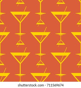 Seamless pattern background with alcohol cocktail drinks of martini, margarita, tequila or vodka.