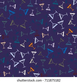 Seamless pattern background with alcohol cocktail drinks of martini, margarita, tequila or vodka.