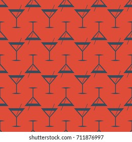 Seamless pattern background with alcohol cocktail drinks of martini, margarita, tequila or vodka.