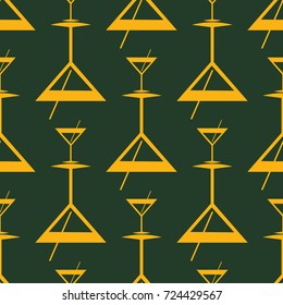 Seamless pattern background with alcohol cocktail drinks of martini, margarita, tequila or vodka.