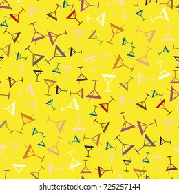 Seamless pattern background with alcohol cocktail drinks of martini, margarita, tequila or vodka.