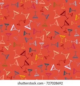 Seamless pattern background with alcohol cocktail drinks of martini, margarita, tequila or vodka.