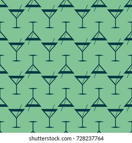 Seamless pattern background with alcohol cocktail drinks of martini, margarita, tequila or vodka.